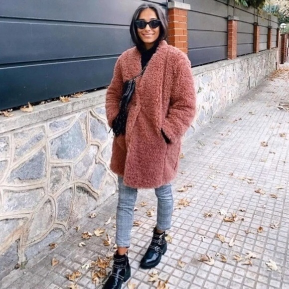 ZARA PINK TEDDY FLEECE COAT #Cybermondaysale - Picture 8 of 8